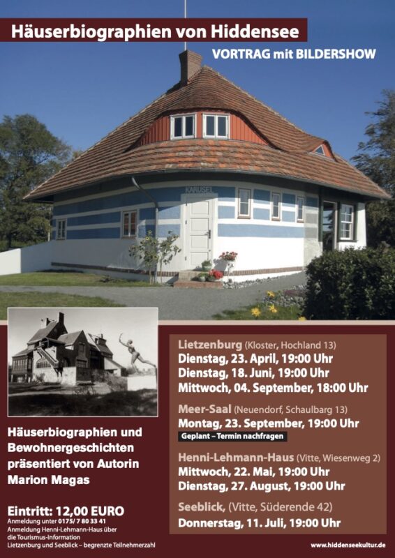 Lesung und Bildershow mit Marion Magas „Häuserbiographien und Bewohnergeschichten – Architektur auf Hiddensee“