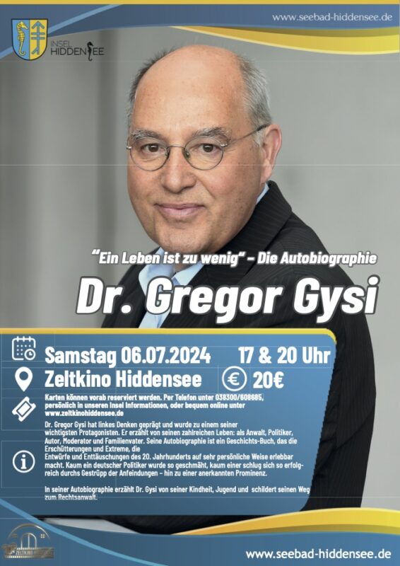 Dr. Gregor Gysi zu Gast im Zeltkino Hiddensee